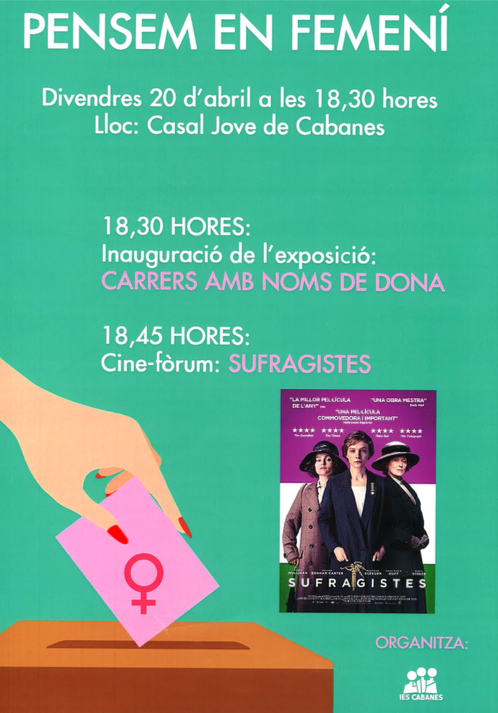 PENSEM EN FEMENÍ, viernes 20 de abril en el Casal Jove