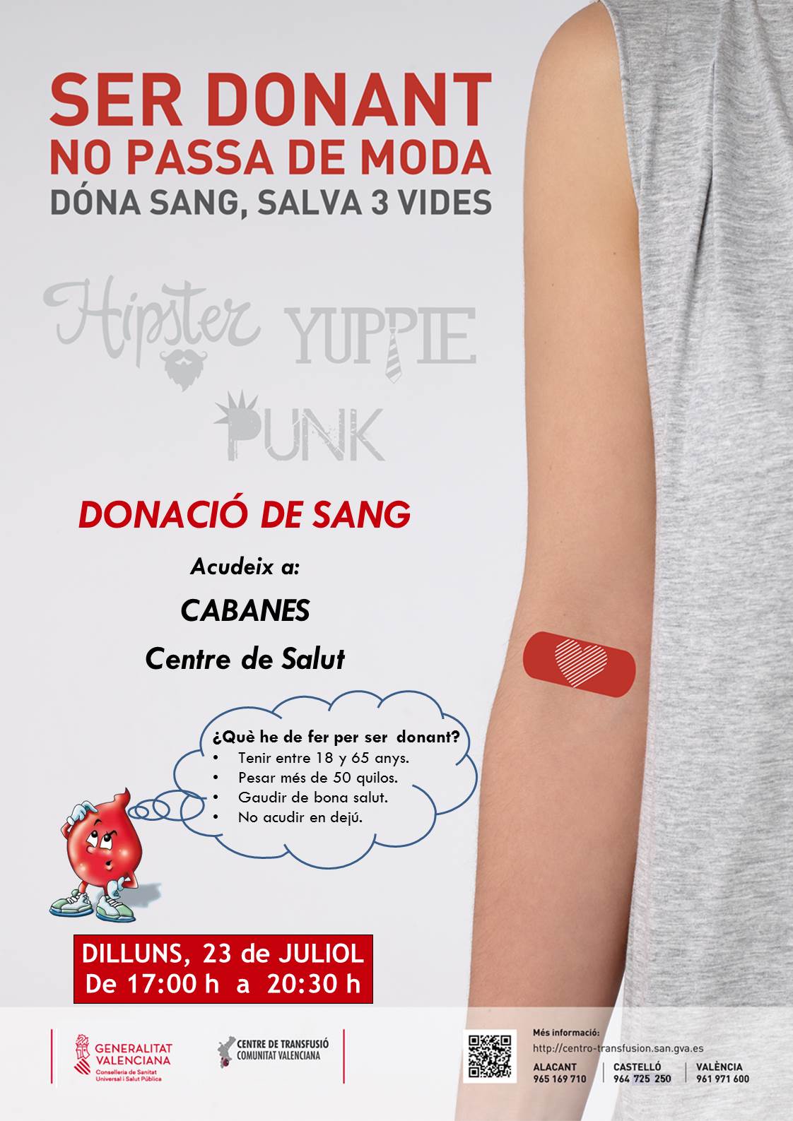 Lunes 23 de julio, donación de sangre