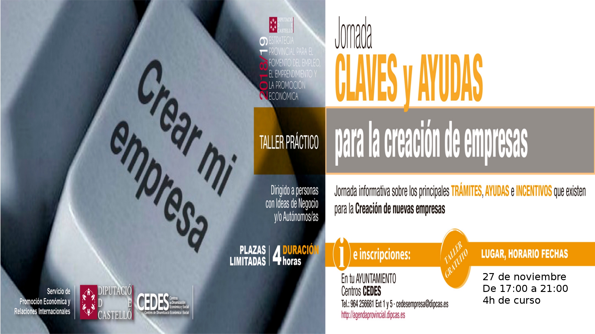 Curs de tramites i ajudes per a la creació d'empreses