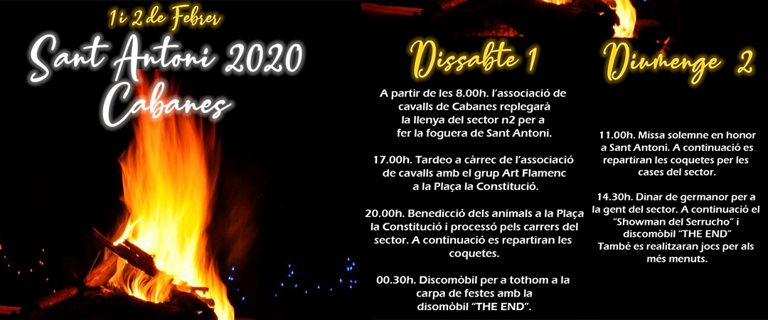 Cabanes celebra Sant Antoni l'1 i 2 de febrer