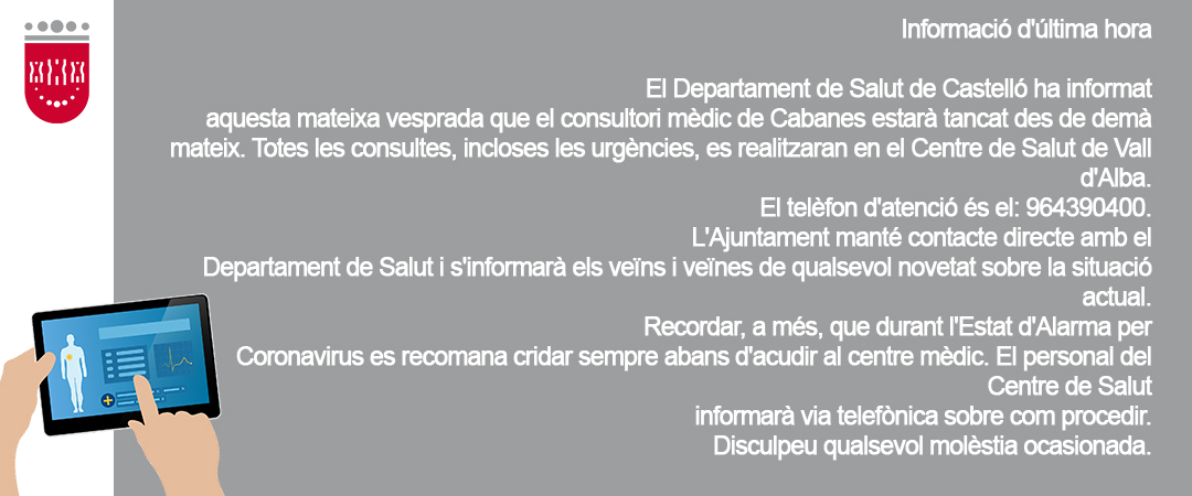 Informació important per a tots els veïns i veïnes de Cabanes