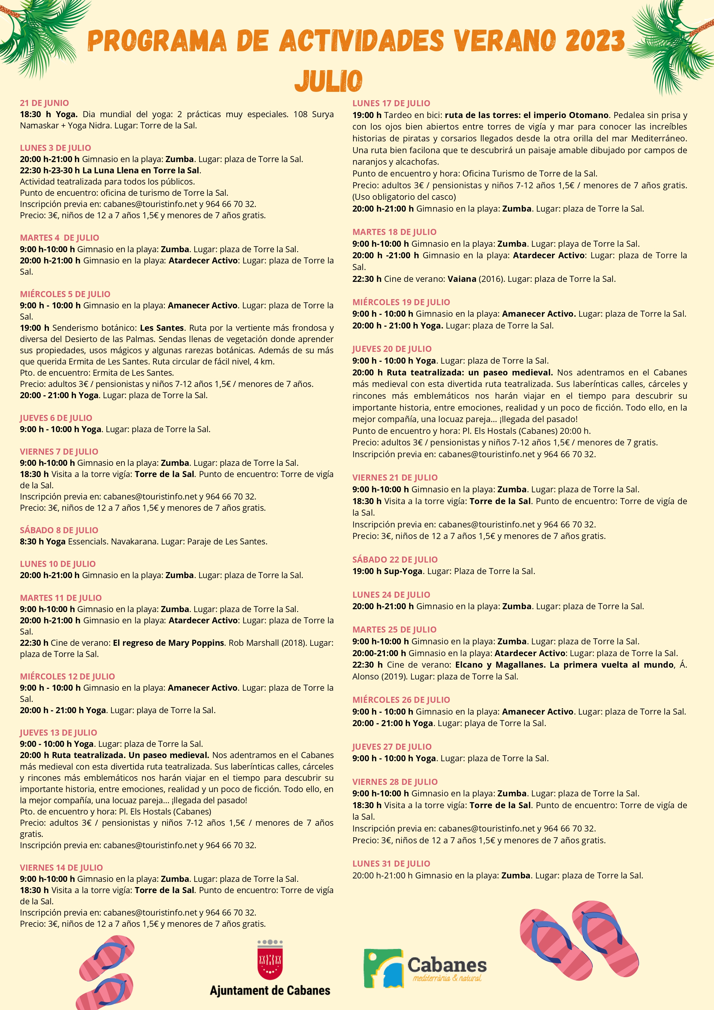 El verano en Cabanes con una agenda llena de actividades