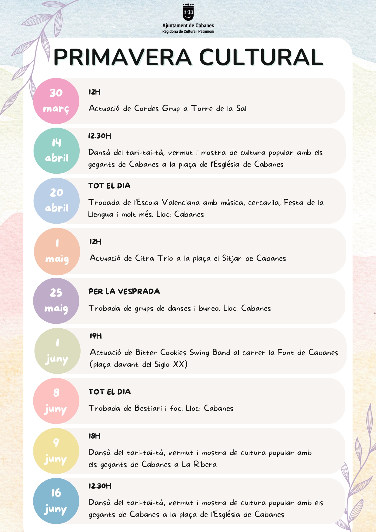 Música y danza tradicional destacan en la Primavera Cultural de Cabanes