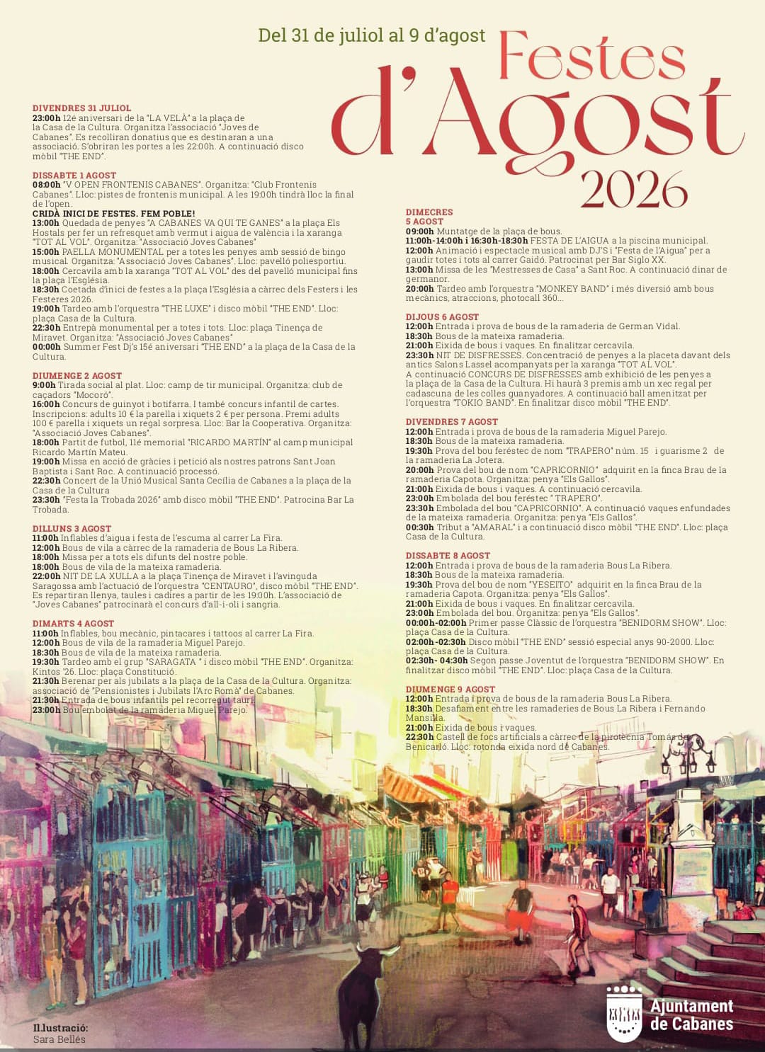 Tradición, música en directo y actos populares marcan las Fiestas de Agosto de Cabanes
